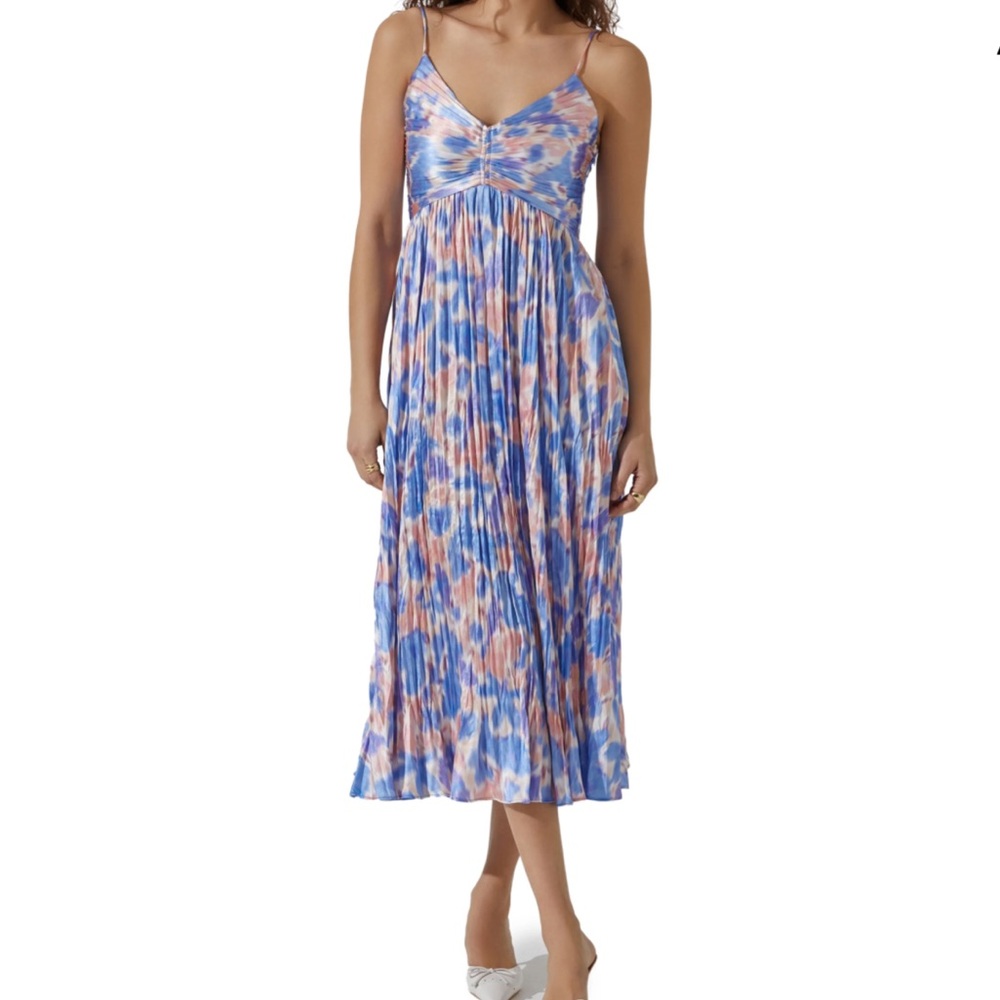 Astr Blue and Pink Midi Dress